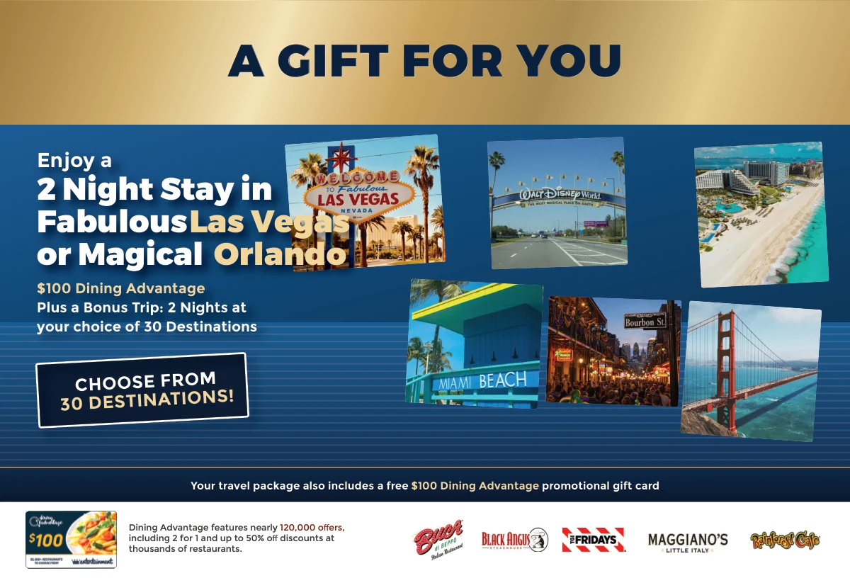 Las Vegas or Orlando two-night stay reward